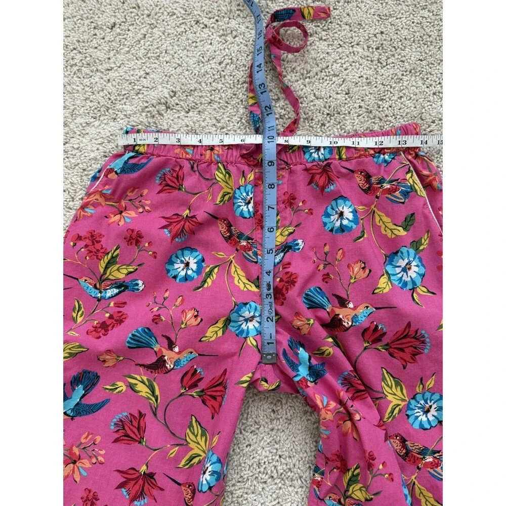 Printfresh Women’s XS Tall Pink Hummingbird Floral Pajama Set Artsy Colorful - Picture 9 of 13